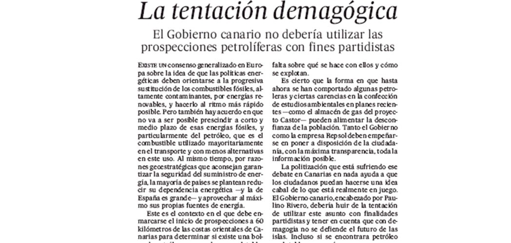 La “tentación demagógica” del Gobierno canario, en El País